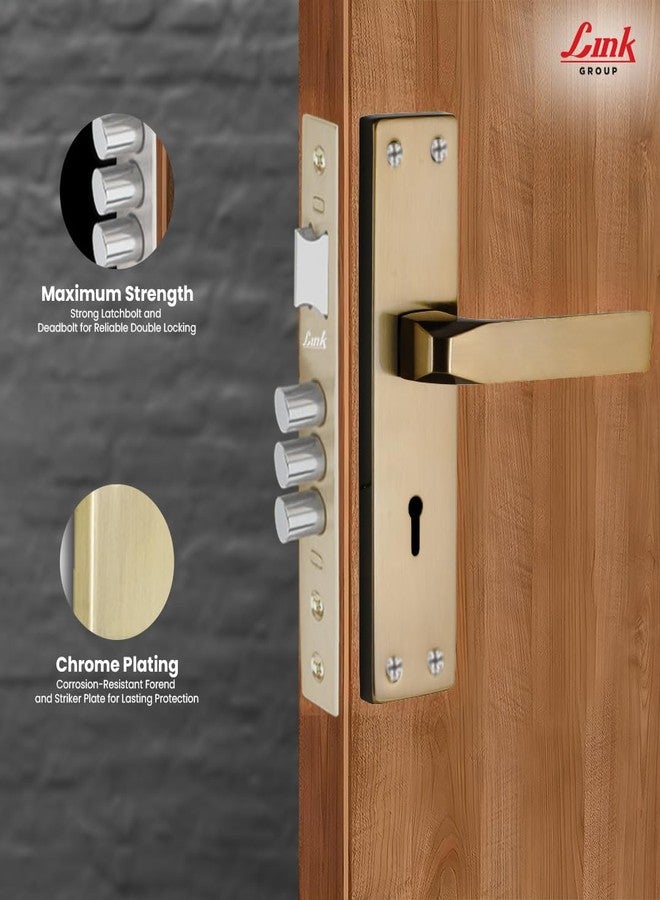 Link Fixio Mortise Door Lock Handle Set | 20 CM| Suitable for Left & Right Handed Doors | Brass Finish | 6-Lever Locking Mechanism | Miled Steel Built | 1,00,000+ Cycle Tested | 2-Year Warranty - Image 3